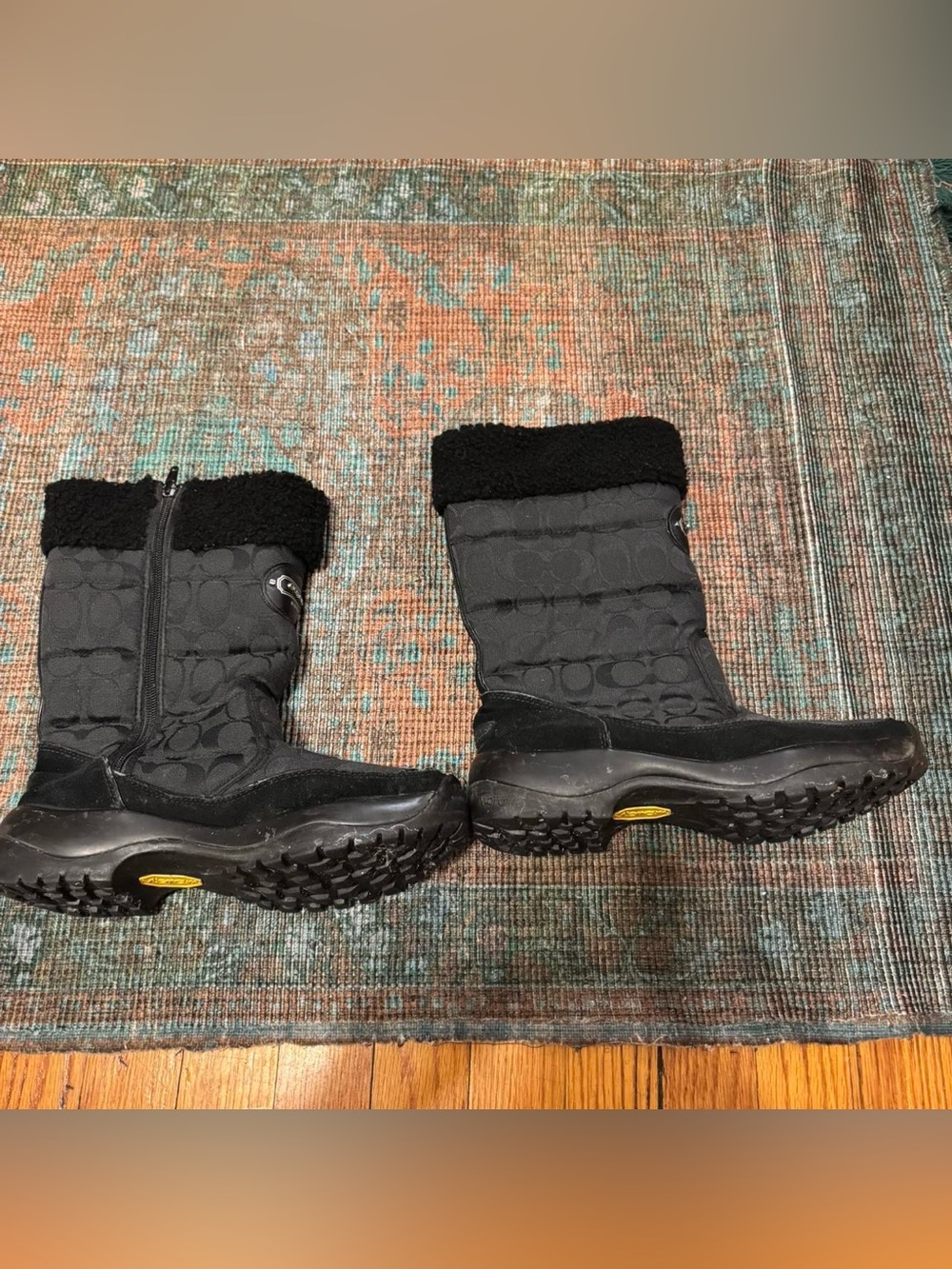 Coach Black Winter Boots with Faux Shearling